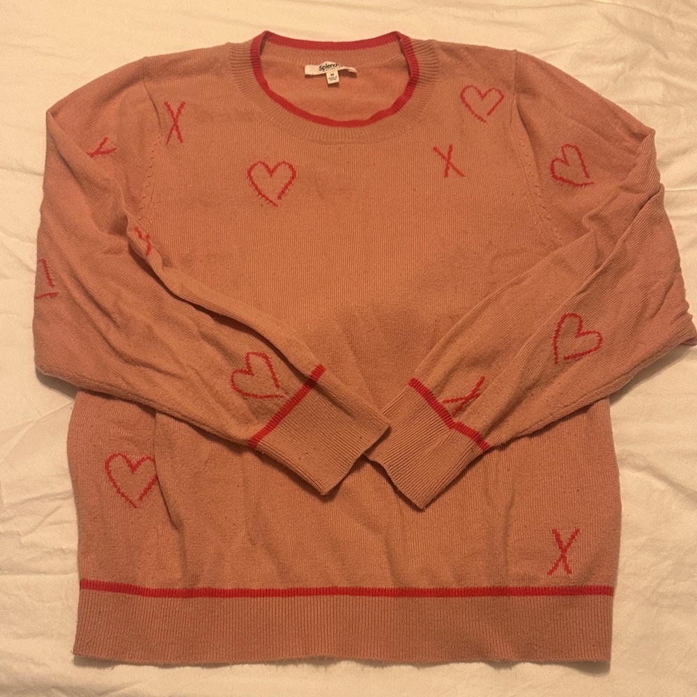 Splendid Dusty Pink Heart Sweater
